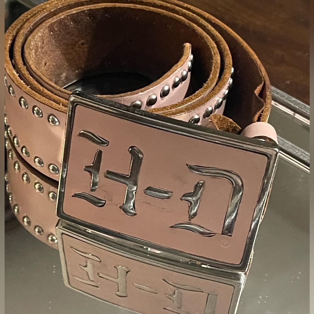 Pink Harley Davidson Logo Leather Silver Studded Motorcycle Belt Small